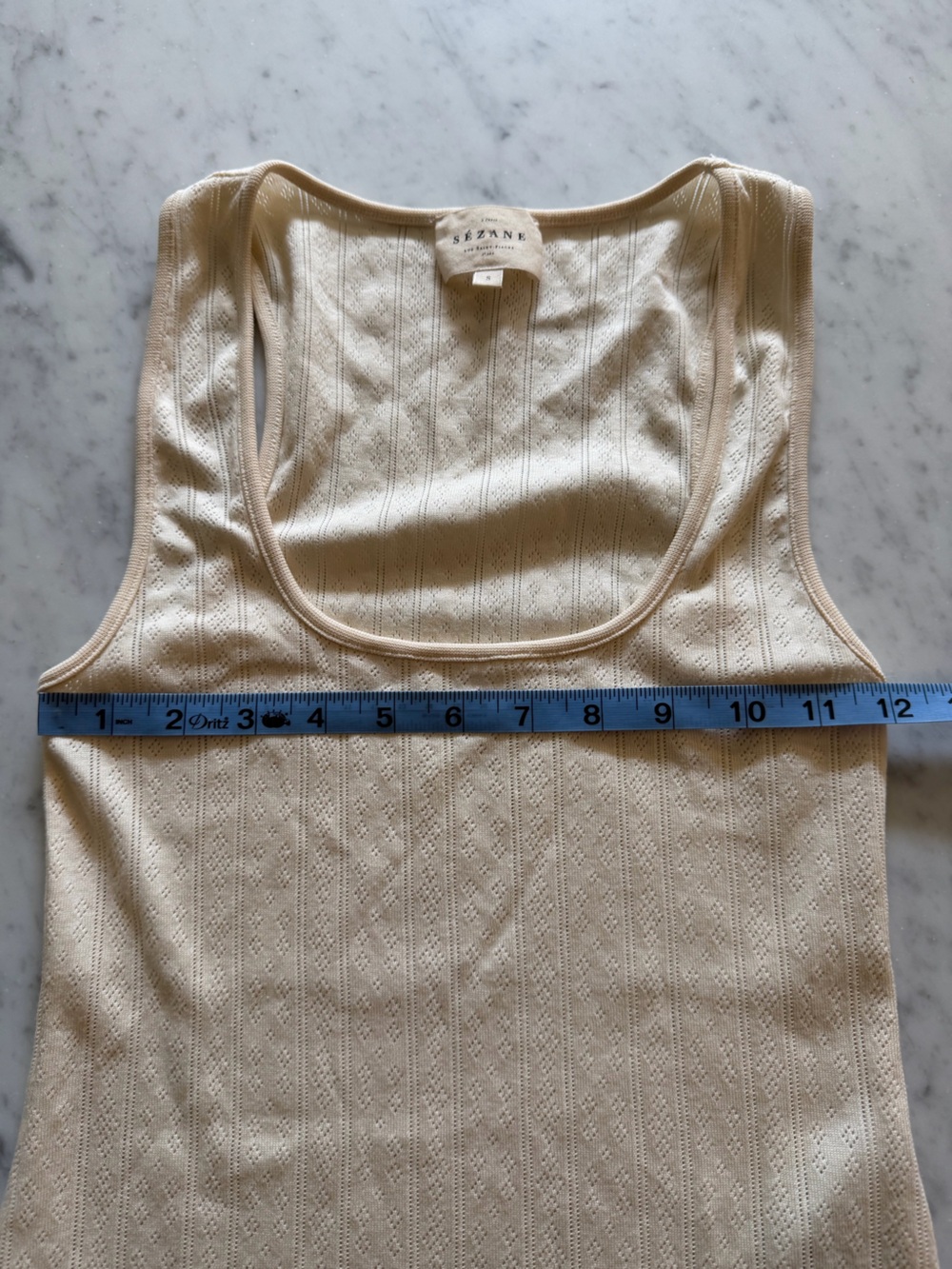 Sezane Juan Top in Cream Pointelle - Picture 4 of 6